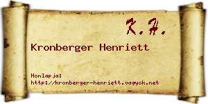 Kronberger Henriett névjegykártya